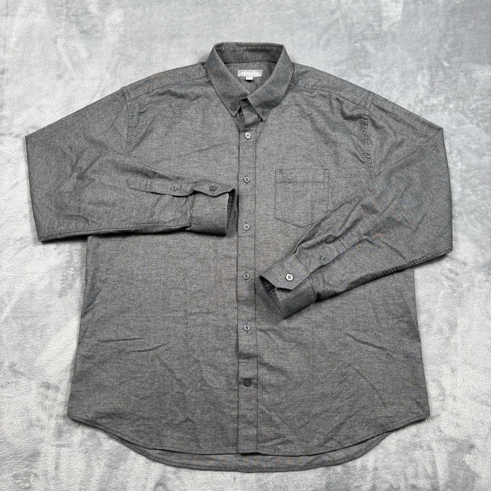 Ash & Erie Shirt Men's Large Gray Chambray Button Up Long Sleeve Casual